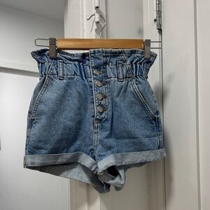 Topshop Blue High-Waisted Denim Shorts